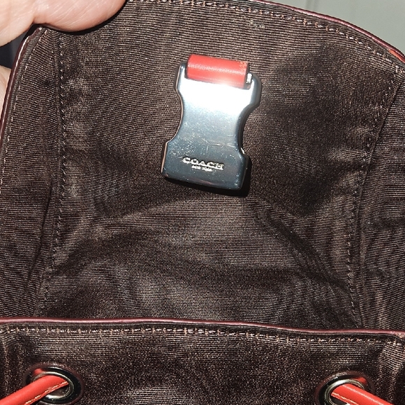 Coach Red Leather Drawstring Backpack - Picture 13 of 14